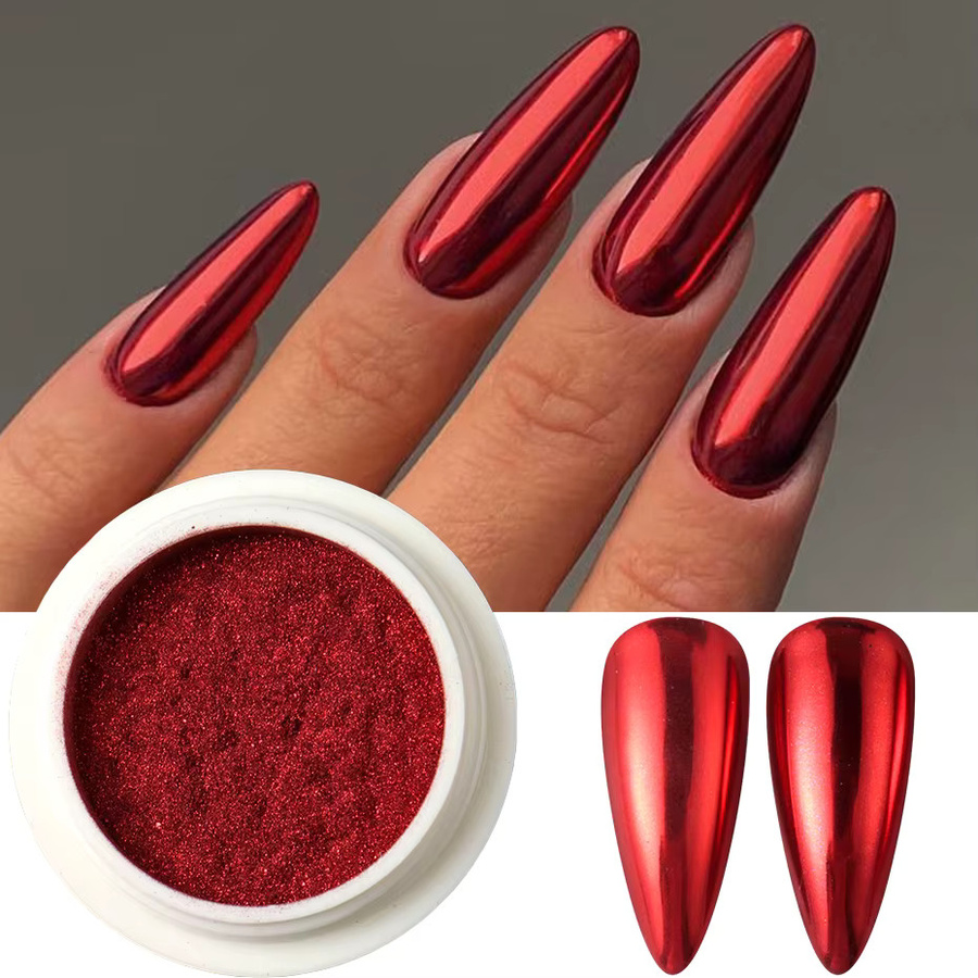 Full Beauty Nagelpulver Pigment Red Chrome Metallic, Unisex - Bild 3