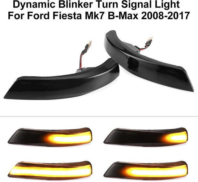 VehicleKit Dynamische LED Seitenblinker für Rückspiegel im 2er-Set, Schwarz - Bild 1