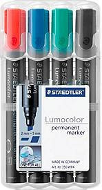 STAEDTLER Lumocolor 350 Permanentmarker mit Keilspitze, 4er Set, farbsortiert - Bild 2
