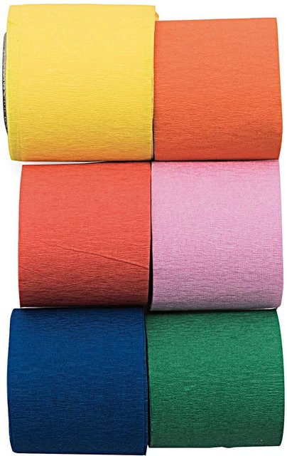 Rico Design Kreppbänder Mix mehrfarbig, 6 Stück à 10 m, Breite: 3,5 cm - Bild 1