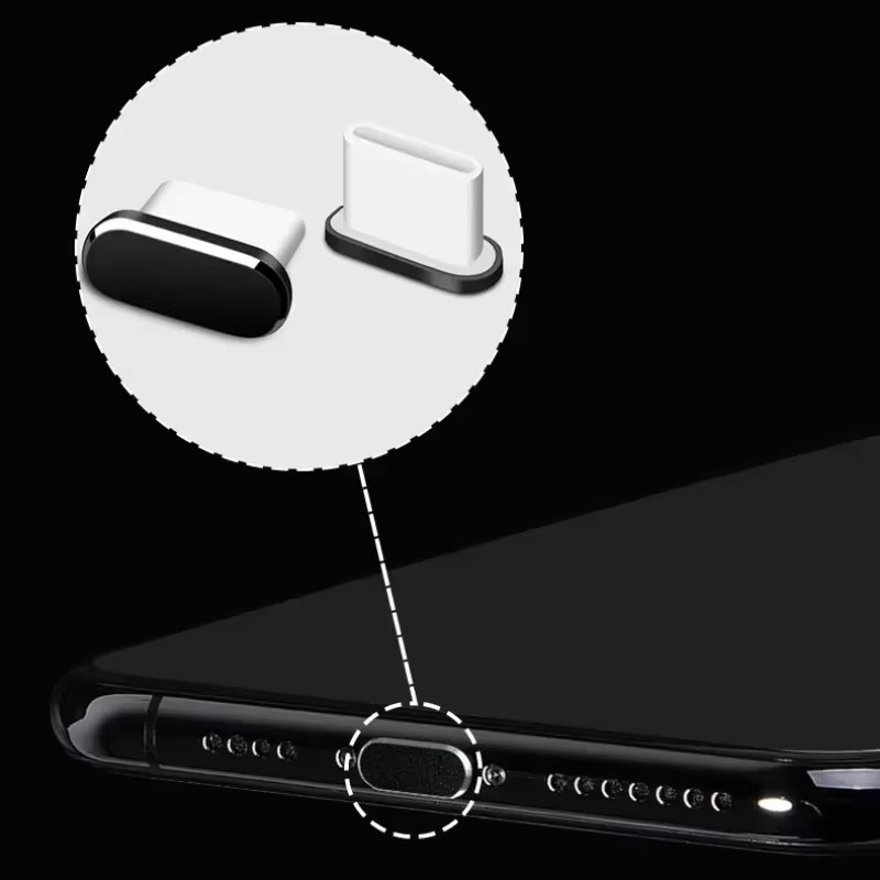 Abay USB-C Staubschutz Kappen für Smartphones in Schwarz, 5er-Set - Bild 3