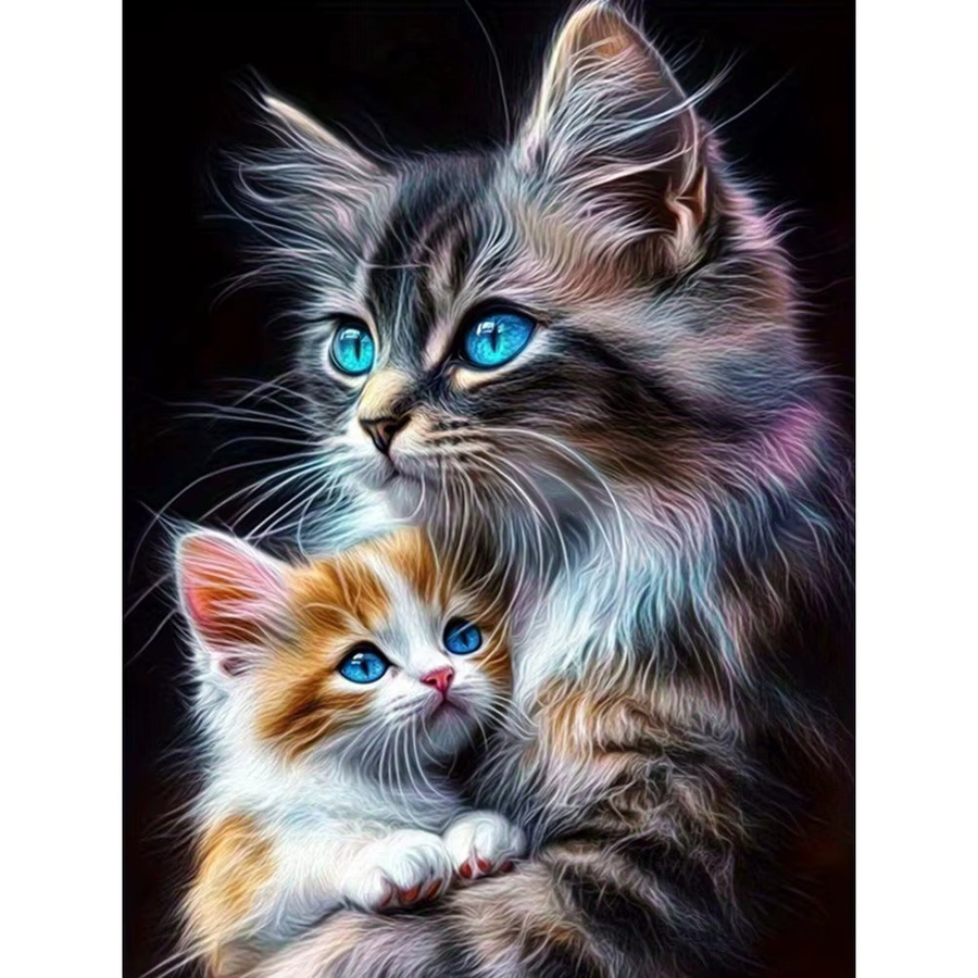 EverShine Diamant Stickerei Kit Katze Mosaik DIY 5D Kunstmalerei mit Rundbohrern, Multicolor, Breite: 30 cm, Höhe: 20 cm - Bild 4