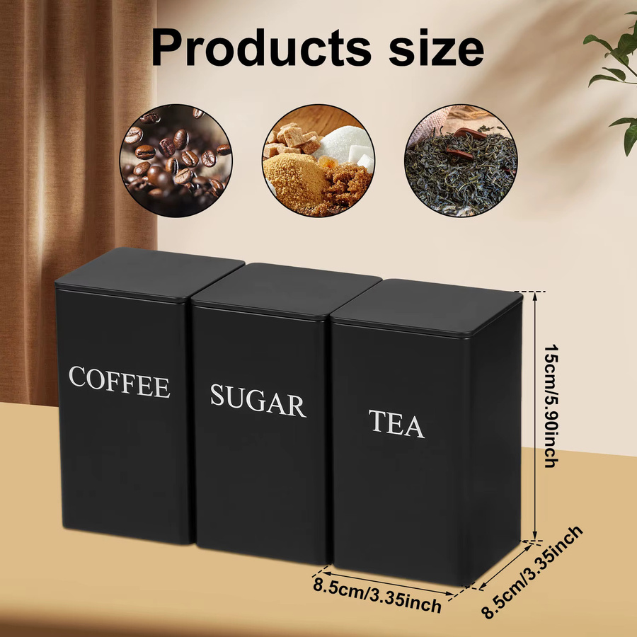 Willstar 3er Set Vakuum Versiegelte Vorratsgläser aus Glas und Metall für Kaffee, Tee und Zucker, 1 l pro Behälter, Schwarz und Weiß - Bild 5