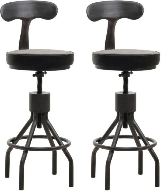 2er-Set Barhocker MCW N22 in Schwarz, höhenverstellbare Barstühle aus Stahl und Kunstleder im Industrial-Design - Bild 2