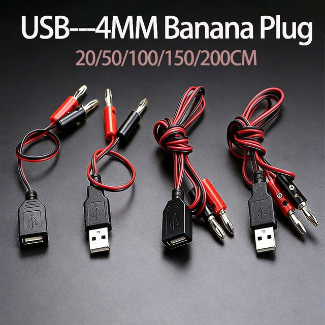 JCD DIY-Testkabel USB-A auf 4 mm Bananenstecker, Rot - Bild 1