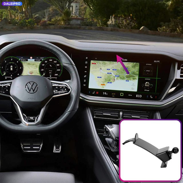 Fahrzeugspezifische Handyhalterung mit 66W Ladefunktion für VW Touareg (2018-2026) in Schwarz - Bild 1