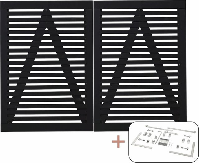 Plus Tokyo Doppeltor aus Nadelholz in Schwarz, B: 140 cm, H: 200 cm - Bild 1