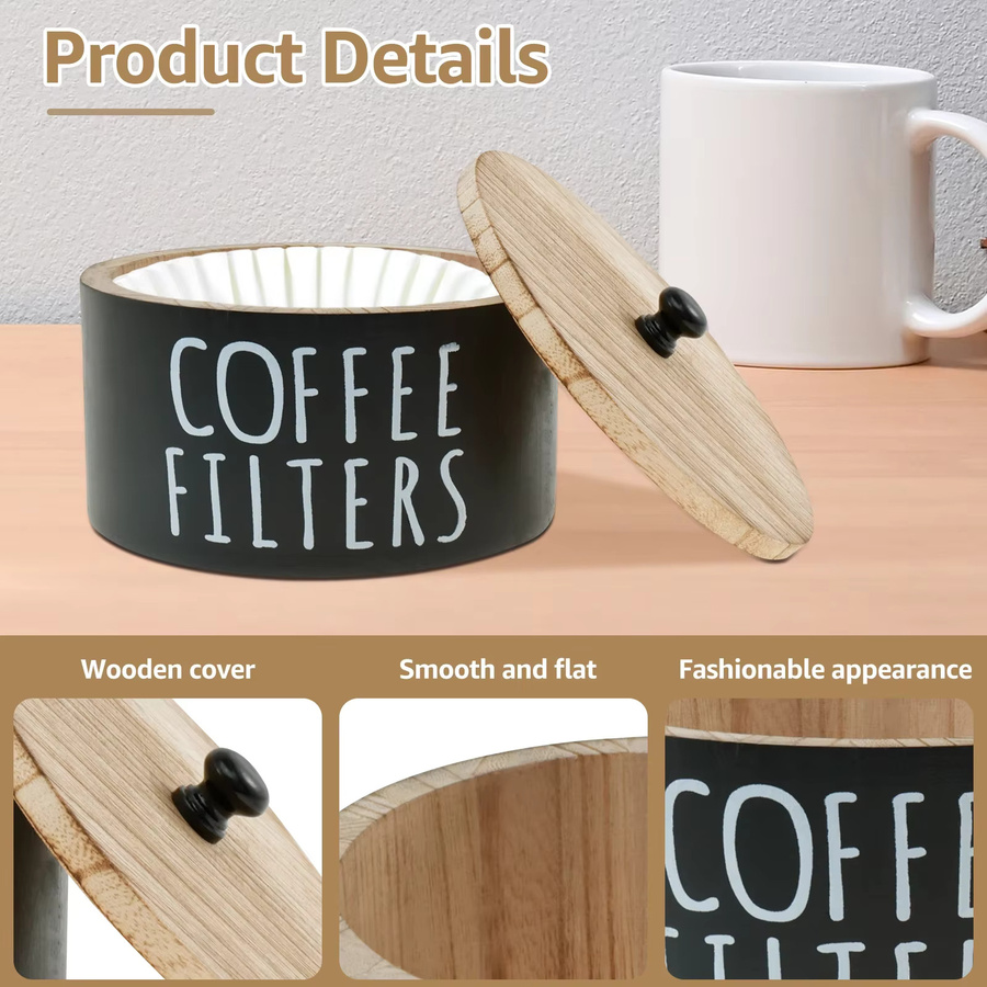 Willstar Kaffee-Filterpapier-Aufbewahrungsdose aus Holz in Schwarz für 50 Stück - Bild 5