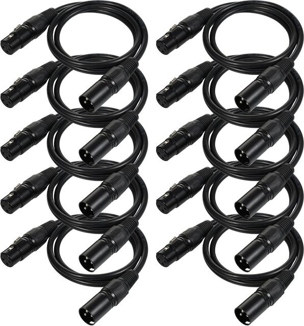 Andoer DMX512 XLR Signalkabel Mikrofonkabel Schwarz, Länge: 1 m - Bild 1