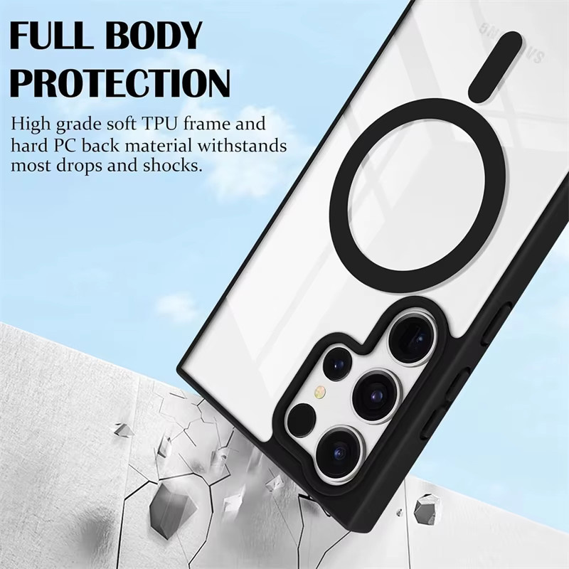 MagSafe Magnetische Handyhülle für Samsung Galaxy S25, S24 Ultra, S23 FE und weitere Modelle, Transparent oder Schwarz - Bild 6