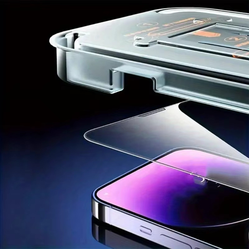 3er-Set Sichtschutzfolie aus gehärtetem Glas für Apple iPhone 11, 12, 13, 14, 15, 16 Plus Pro Max, transparent mit Installationsrahmen und Anti-Fingerabdruck-Beschichtung - Bild 2