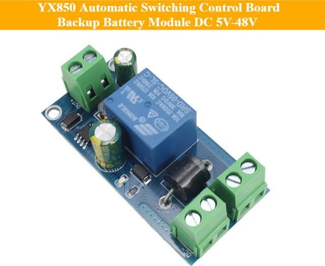 YX850 Automatisches Schalt-Control-Board mit Backup-Batterie-Modul DC 5V-48V Universal Notfall-Konverter und Notfall-Cut-off - Bild 1