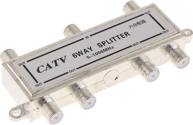 MagiDeal 6-Wege-TV-Signal-Splitter 1 In 6 Out Koaxialkabel RG6 für Fernseher VCRs und RF-Radios in Silber - Bild 1