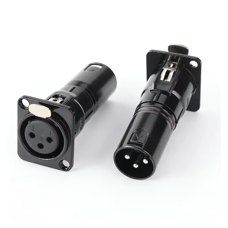 Pro C 3-Pin XLR auf XLR Stecker-Buchse lötfreier Einbau-Adapter mit Verriegelung - Bild 2
