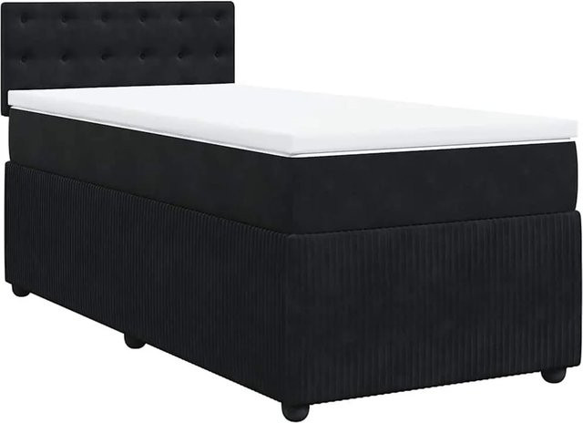 vidaXL Boxspringbett mit Matratze in Schwarz aus Samt mit USB-Ladeport und Unterbettbeleuchtung, B/T/H: 80 x 200 cm - Bild 1