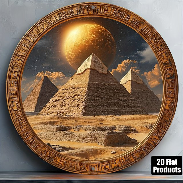 CIFBUY Retro Ägypten Pyramide Runde Metall Wandkunst aus Aluminium, Durchmesser: 20,3 cm - Bild 1