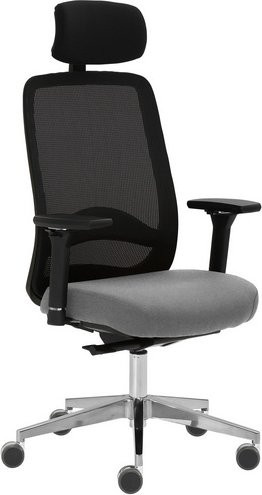 Mayer Sitzmöbel Drehstuhl mit Kopfstütze und Armlehnen, grau, B/H: 70 x 63 cm - Bild 1