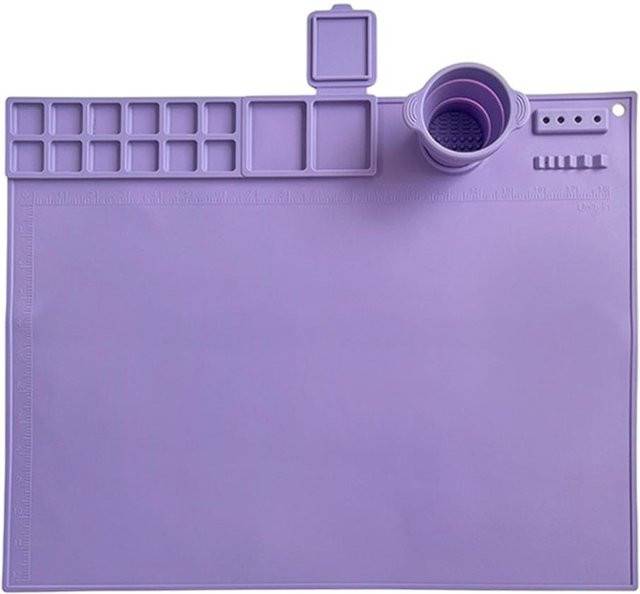 Wiederverwendbare Silikonmatte von Allbestart in Lila für Malerei und Bastelarbeiten mit integrierter Palette und Becher - Bild 1
