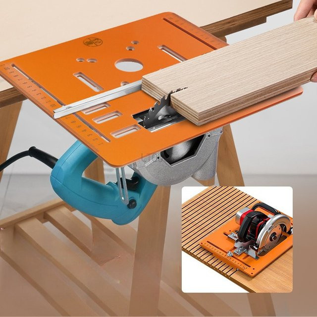 LTOOLS Grundplatte für Kreissägen und Schrägschneidemaschinen, Orange, Flip-Platte für Holzbearbeitung und Fräsarbeiten - Bild 1