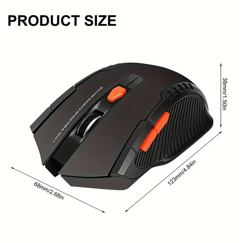 Congdi Kabellose Gaming-Maus mit 2,4 GHz USB-Empfänger, optische Maus mit 6 Tasten und einstellbarer DPI in Blau für PC und Computer - Bild 6