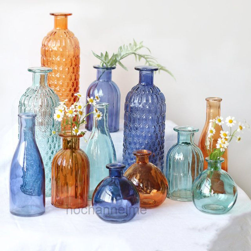 Moderne Glas Vase von HOCHANNELME in Grün und Mehrfarbig für Schnittblumen und als dekoratives Terrarium - Bild 1