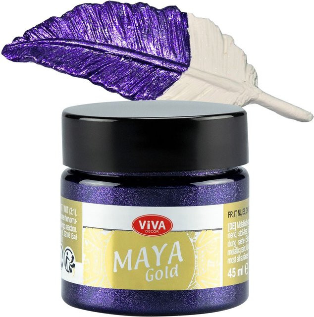 Viva Decor Maya Gold Strukturpaste in Gold mit satin glänzendem Finish, 45 ml, Violett - Bild 1