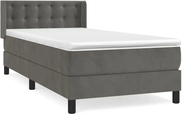 vidaXL Boxspringbett mit Matratze Dunkelgrau B/T/H: 90 x 200 x 78 cm - Bild 1