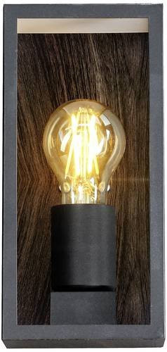 ECO-Light KARO Außenwandleuchte in Schwarz und Holzoptik mit E27 Fassung - Bild 1