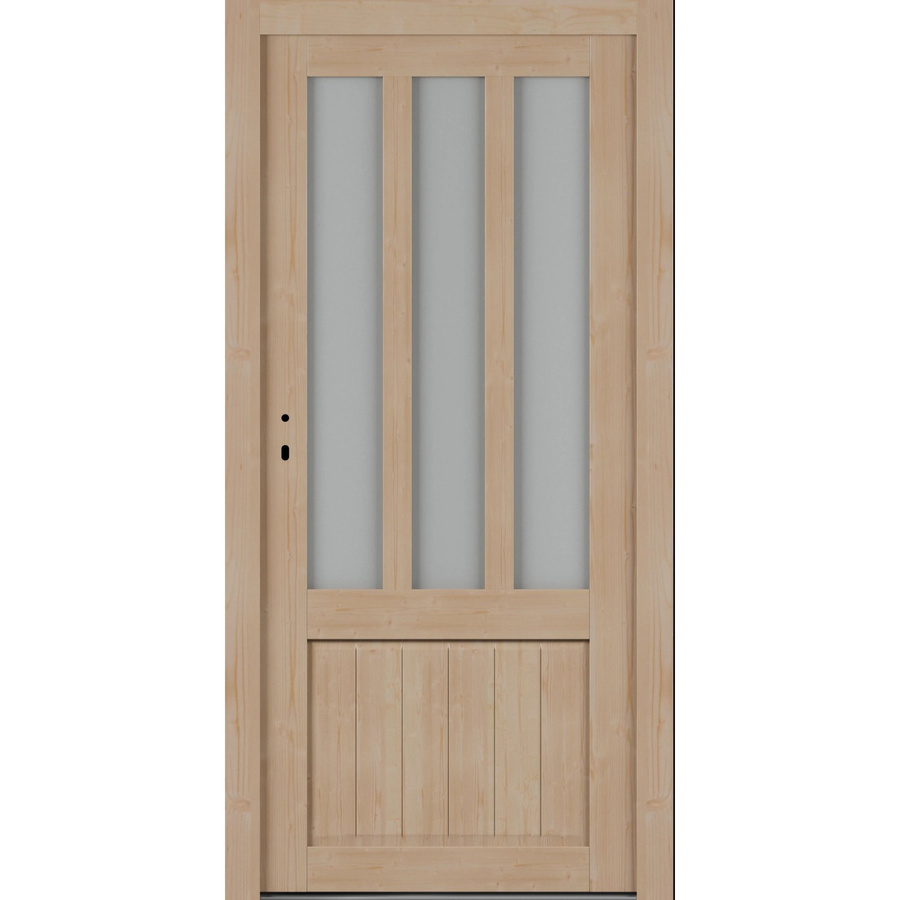 Roro Nebeneingangstür OHE 1001 Fichte mit Glaseinsatz, Farbe Braun/Beige, B: 98 cm, H: 198 cm, DIN Links - Bild 2