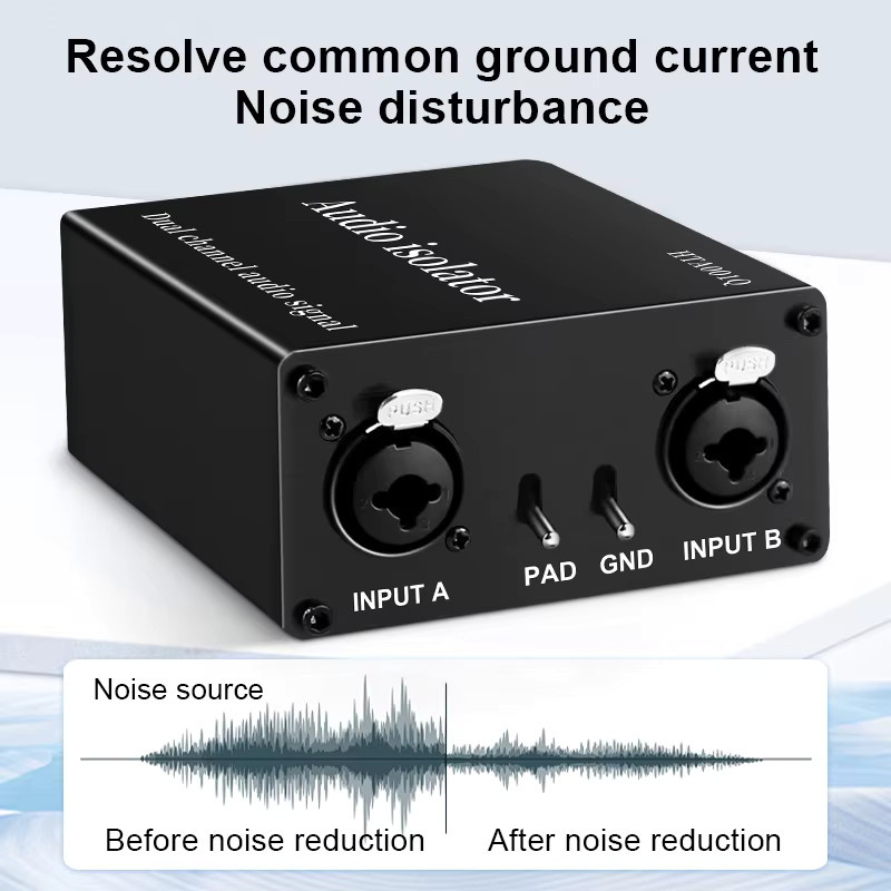 TITAK 2-Kanal XLR Audio-Isolator Rauschunterdrückungsfilter zur Beseitigung von Strombrummen in Schwarz - Bild 2