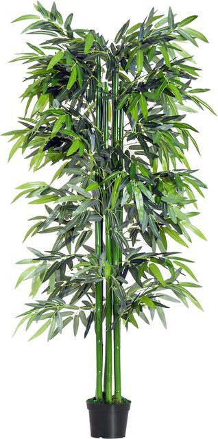 Outsunny Künstlicher Bambusbaum in Grün mit Übertopf, Höhe: 180 cm - Bild 1