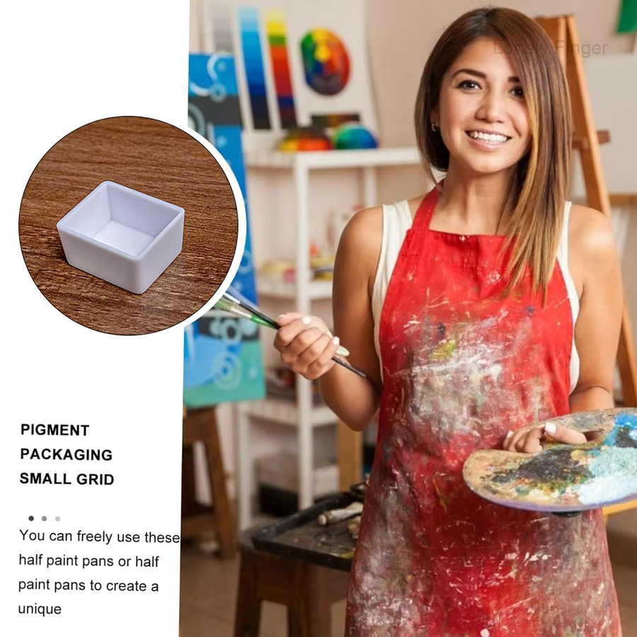 25 Stück leere Aquarellpfannen aus Kunststoff in Weiß, halbe Pfannen mit 2 ml Fassungsvermögen für DIY-Kunst und Malutensilien - Bild 4