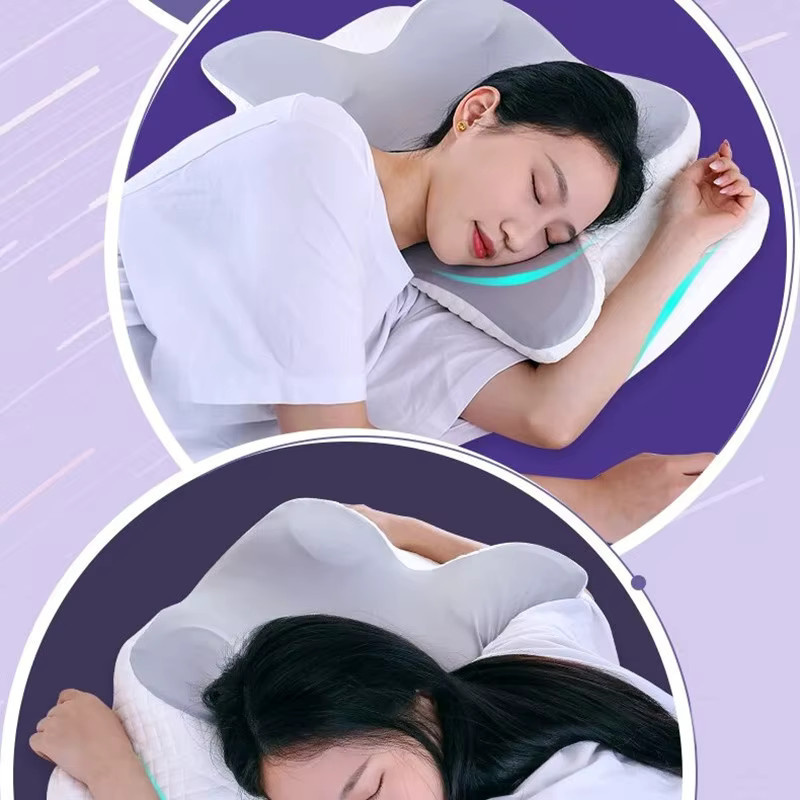 EGW Memory Foam Nackenkissen in Schmetterlingsform zur Entspannung und Zervikalstütze, Grau - Bild 4