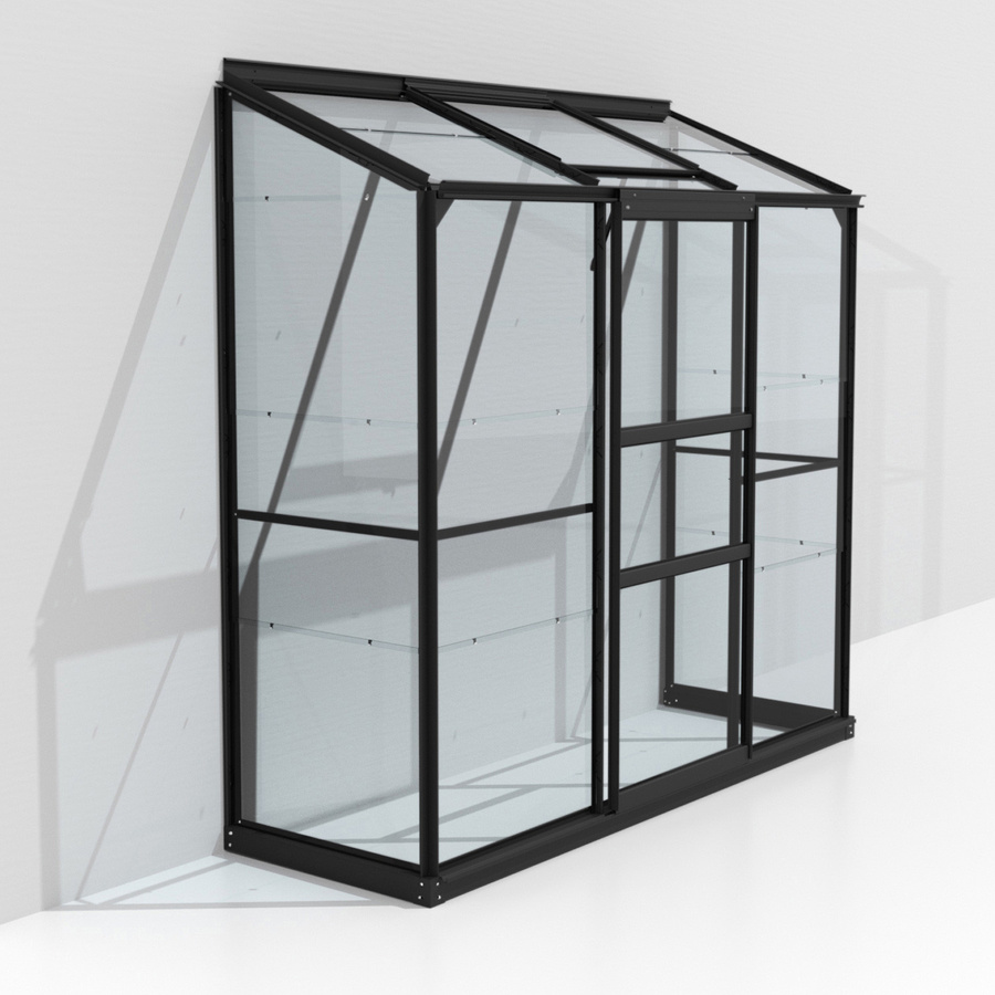 Vitavia Anlehn-Gewächshaus Styx 1300 in Schwarz mit ESG-Glas und Schiebefenster, B/T/H: 192,8 x 68,8 x 182,3 cm - Bild 2
