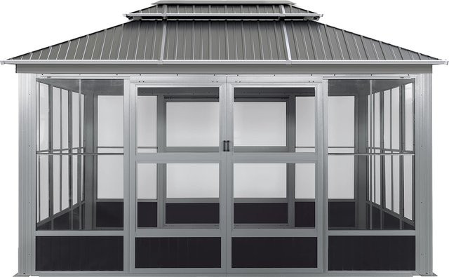 Sojag Pavillon Wintergarten Olan 1014 in Schwarz mit Schiebetüren und Soft-PVC-Folienfenstern, B/T/H: 436 x 311 x 291 cm - Bild 1
