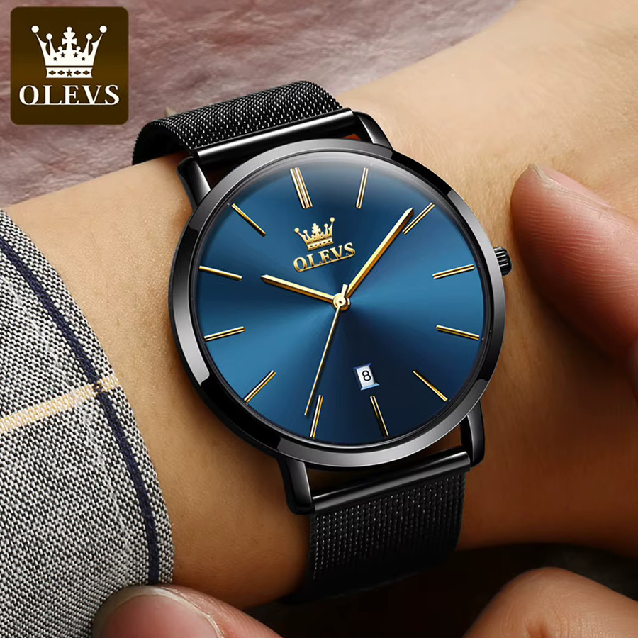 OLEVS Armbanduhr Quarz, Edelstahl, Blau, Herren - Bild 2
