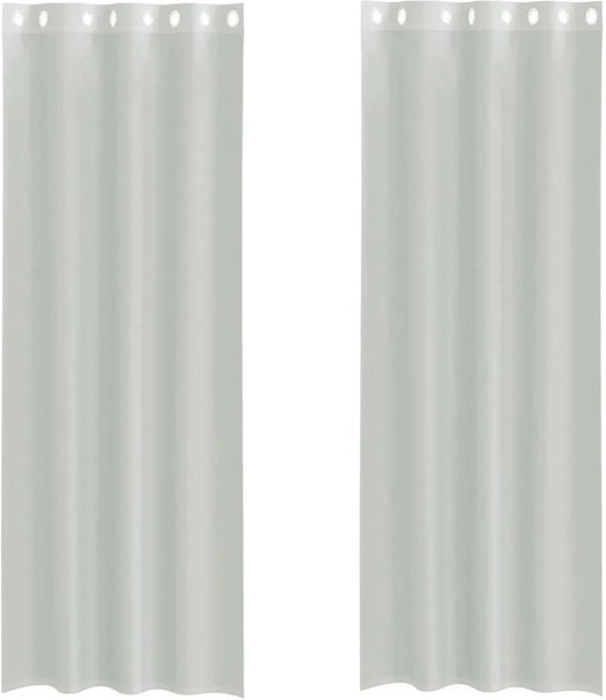 vidaXL Voile Vorhänge mit Ösen, 2 Stück, Hellgrau, B: 140 cm, H: 260 cm - Bild 1