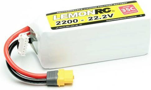 LemonRC LiPo Modellbau-Akkupack 22,2V 2200 mAh 6S 35C Softcase mit XT60 Anschluss in Weiß - Bild 1