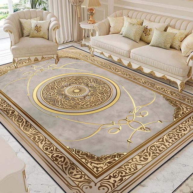 Binchi Furniture Luxus-Teppich mit Streifenmuster in Beige, rutschfest und waschbar, B/T: 160 x 230 cm - Bild 1