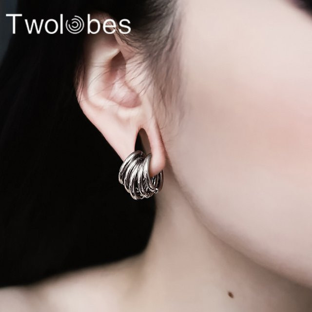 Twolobes Ohrstulpe, Edelstahl, Silber, Unisex - Bild 1
