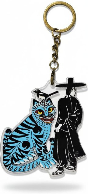 Schlüsselanhänger Seonbi und Blauer Tiger mit Elster, Acryl, Unisex, black - Bild 1
