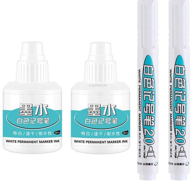 GN Weiße Tinte für nachfüllbare Markerstifte, Ölbasierte Farbe für Reifenprofil-Malerei, 20 ml - Bild 1