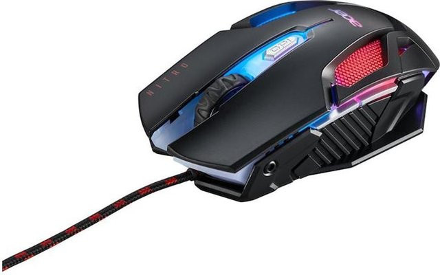 Acer Nitro NMW200 Gaming-Maus mit 7200 DPI, optischer Sensor, 7 Tasten und USB-A Anschluss in Schwarz - Bild 1