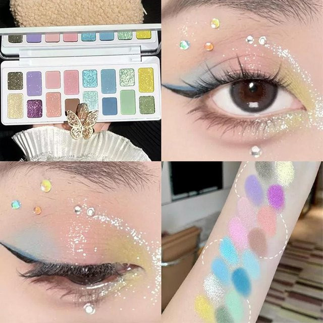 Lidschatten-Palette, 16 Farben, glänzend, Damen - Bild 1
