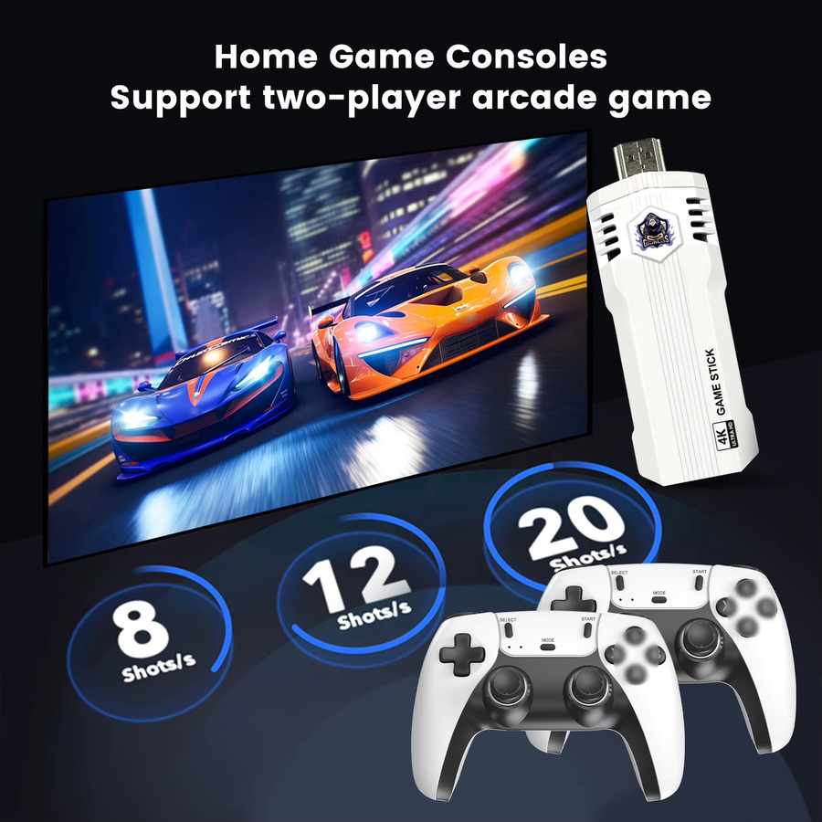 Vieruodis Retro-Spielkonsole X2L Game Stick mit 4K UHD HDMI, 30.000 Spielen, 40 Emulatoren und 2,4G Wireless-Controllern in Schwarz oder Weiß - Bild 6