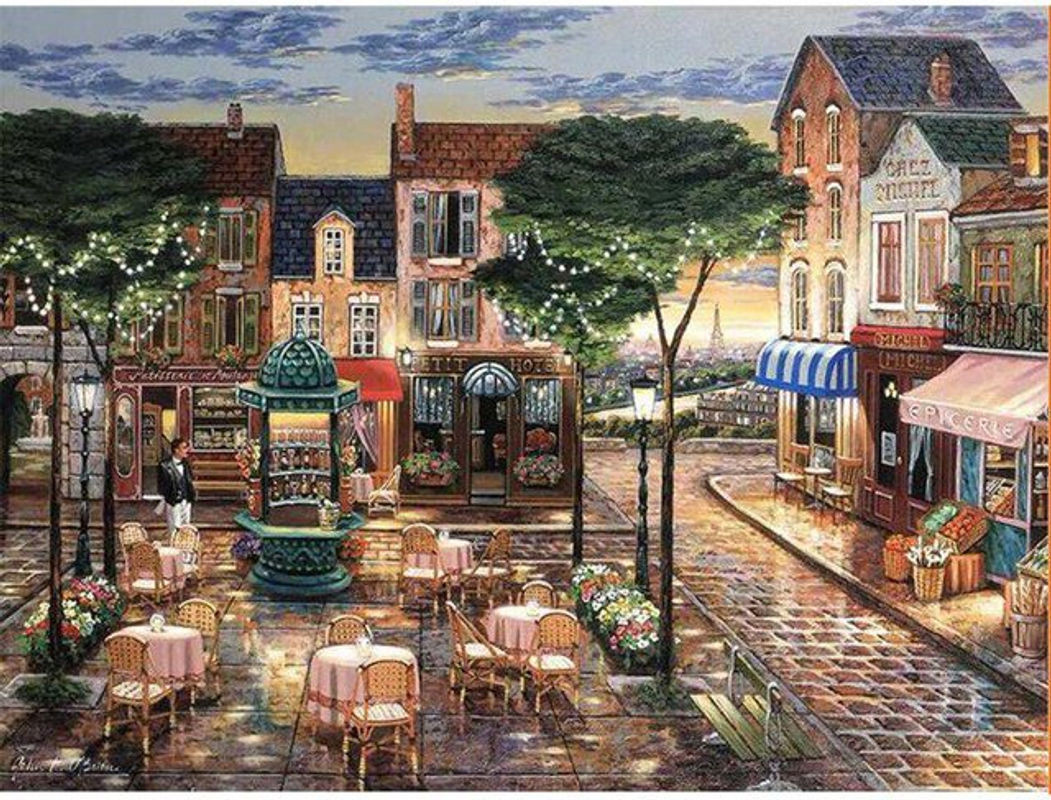 FIYO Diamond Painting Set Motiv Café und Bar mit Strass-Mosaik in Mehrfarbig, B/H: 30 x 20 cm - Bild 1
