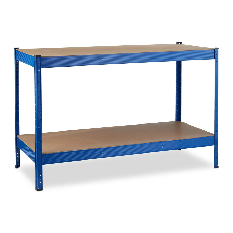 Relaxdays Werkbank mit 2 Ebenen aus Stahl und MDF in Blau und Natur, höhenverstellbar, B/T/H: 141 x 61 x 90,5 cm - Bild 2
