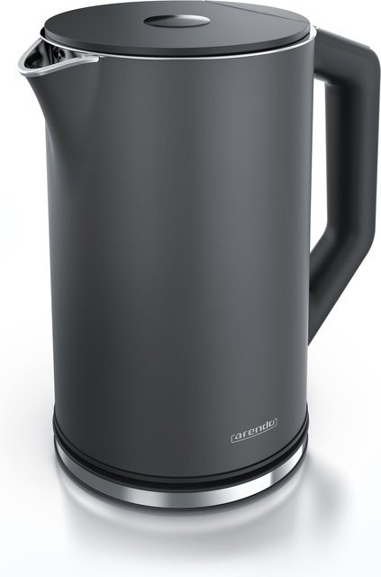 Arendo Wasserkocher aus Edelstahl in Grau mit 1,5 l Volumen, 2200 W Leistung und einstellbarer Temperatur von 40 - 100°C sowie Doppelwand-Isolierung - Bild 1