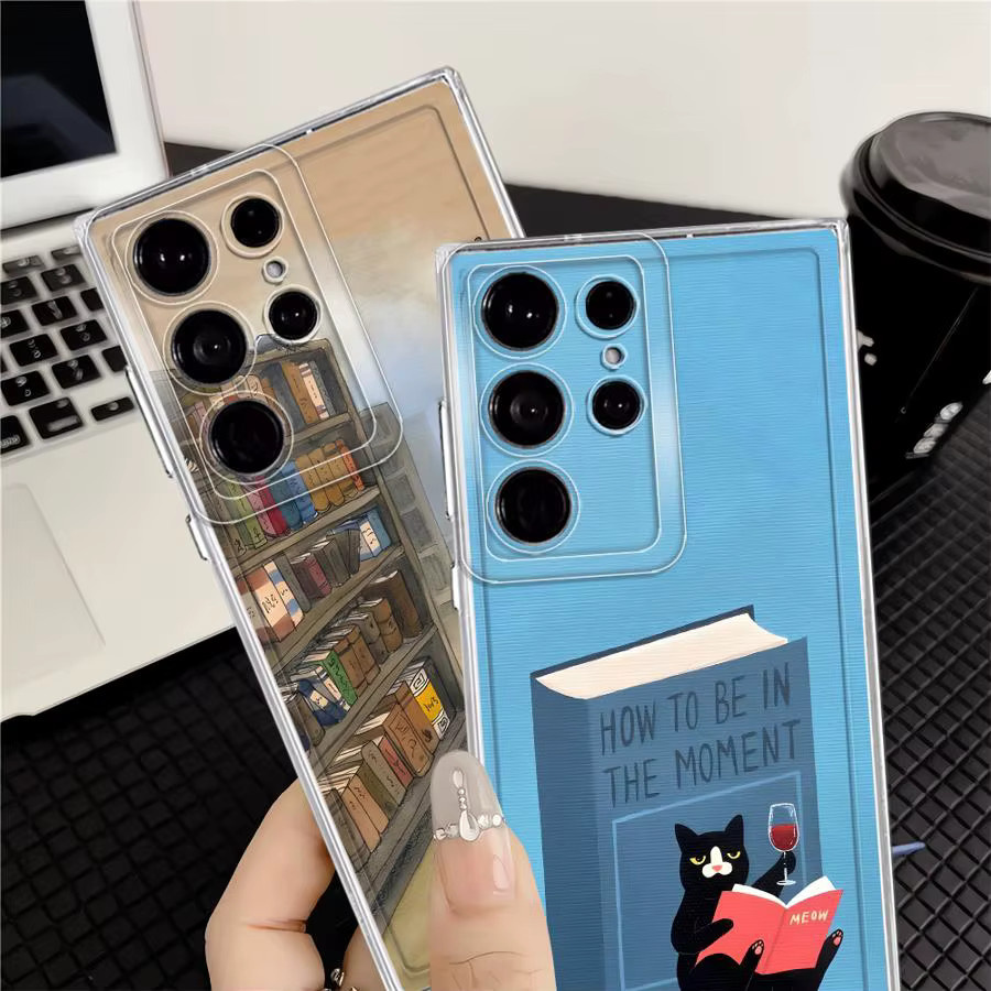 Samsung Smartphone Softcover Bibliothekskatzenhülle in Multicolour für Galaxy S24 Note 20 Ultra S22 FE S20 Plus S25 Edge S23 Ultra S21 - Bild 4