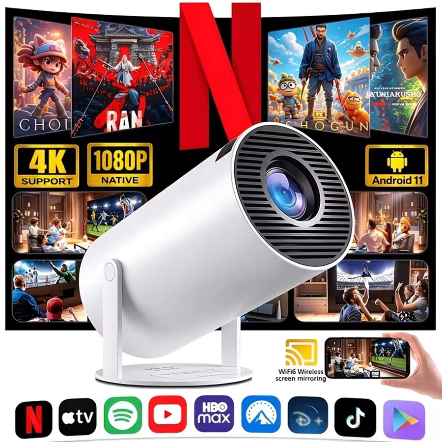 ZNLYRION 4K Mini Tragbarer Smart-Projektor mit Android 11.0, WiFi 6 und 200 ANSI in Weiß - Bild 2